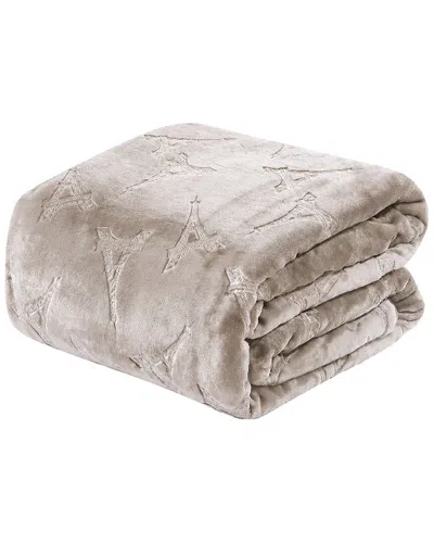 Luxury Home Eiffel Tower Embossed Throw Blanket In Neutral