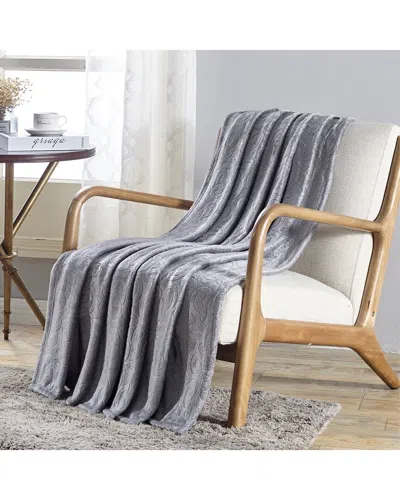 Luxury Home Embossed Scroll Throw Blanket In Animal Print