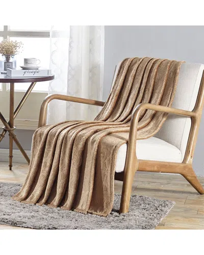 Luxury Home Embossed Scroll Throw Blanket In Neutral