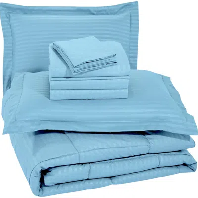 Luxury Home Embossed Stripe Microfiber 8-piece Comforter Set