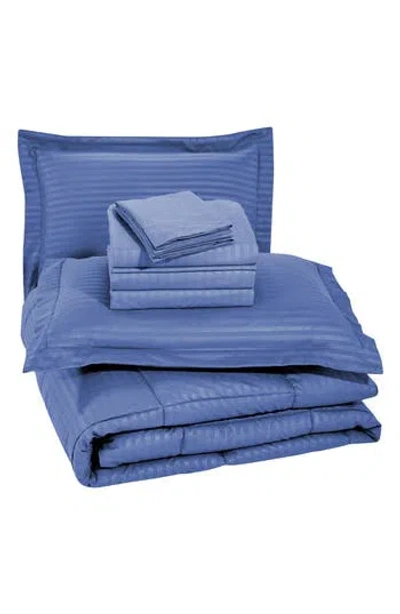 Luxury Home Embossed Stripe Microfiber 8-piece Comforter Set