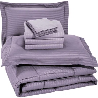 Luxury Home Embossed Stripe Microfiber 8-piece Comforter Set
