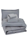 Luxury Home Embossed Stripe Microfiber 8-piece Comforter Set In Grey