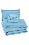 Luxury Home Embossed Stripe Microfiber 8-piece Comforter Set In Light Blue