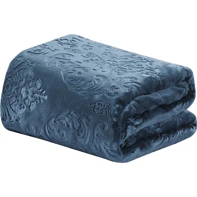 Luxury Home Embossed Versailles Throw Blanket In Blue