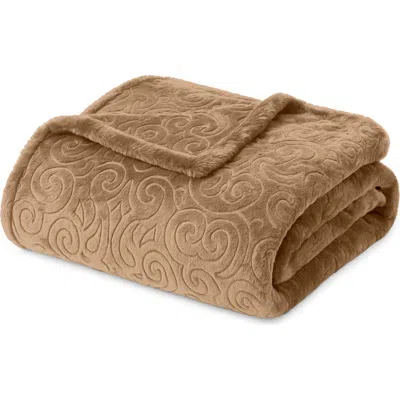 Luxury Home Embossed Versailles Throw Blanket In Brown