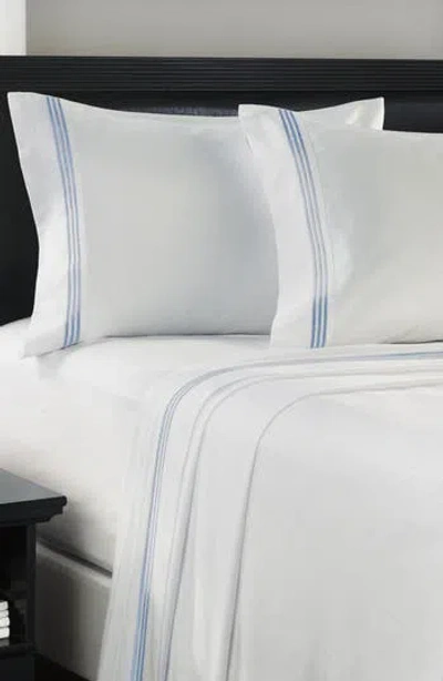 Luxury Home Embroidered Line 3-piece Sheet Set In Blue