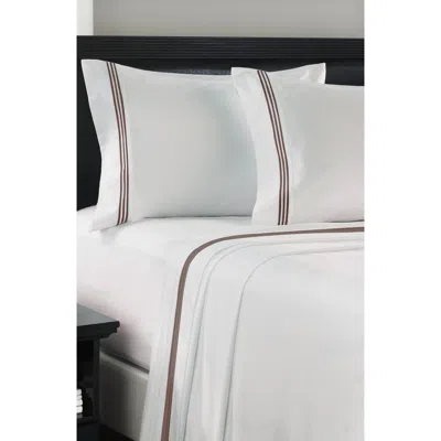 Luxury Home Embroidered Line 3-piece Sheet Set In Brown