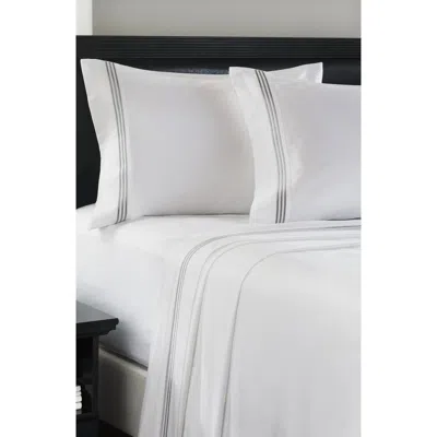 Luxury Home Embroidered Line 4-piece Sheet Set In Gray