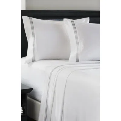 Luxury Home Embroidered Line 4-piece Sheet Set In Silver