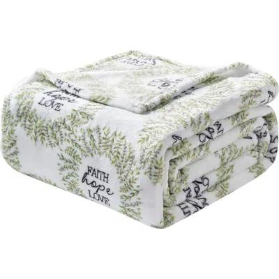 Luxury Home Faith, Hope & Love Reversible Faux Shearling Throw Blanket