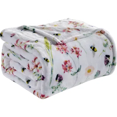 Luxury Home Floral Fleece Throw Blanket In Pink