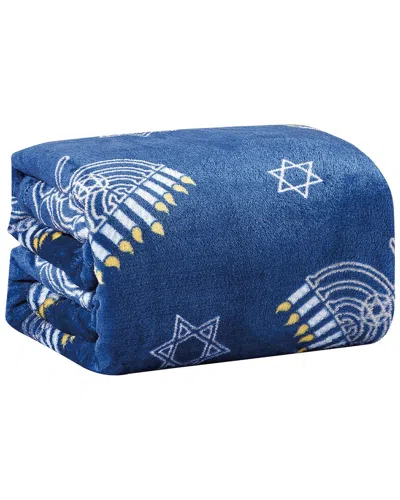 Luxury Home Hanukkah Throw Blanket In Blue