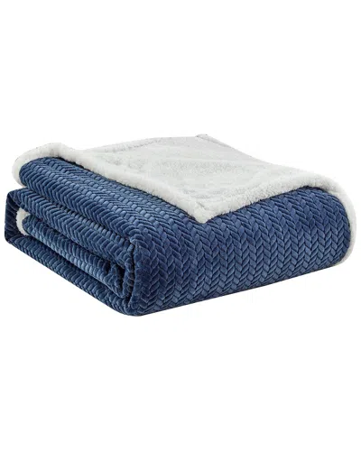 Luxury Home Jacquard Braided Oversized Blanket In Blue