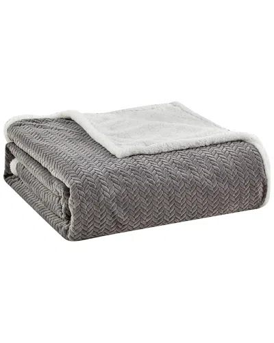 Luxury Home Jacquard Braided Oversized Blanket In Gray
