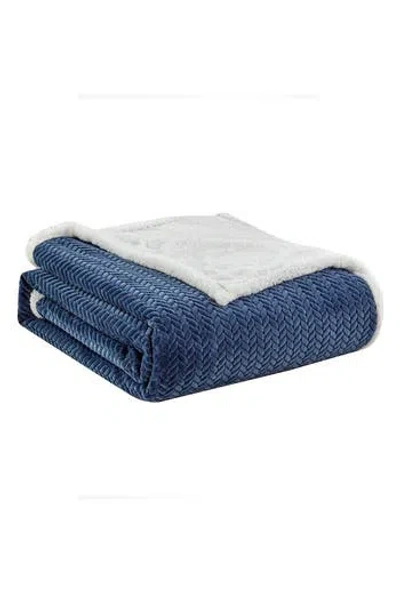 Luxury Home Jacquard Braided Throw Blanket In Blue