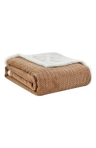 Luxury Home Jacquard Braided Throw Blanket In Brown