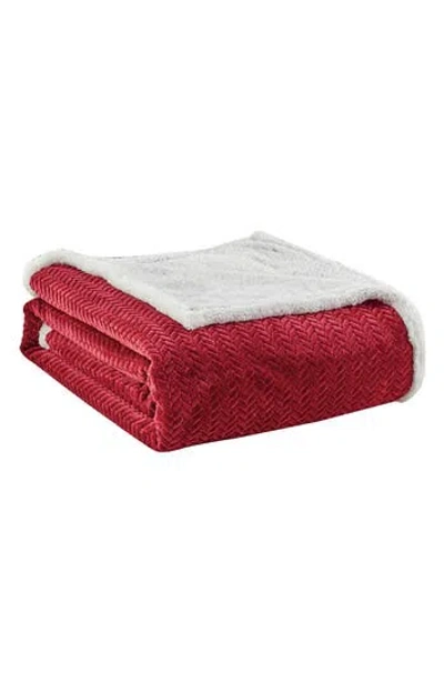 Luxury Home Jacquard Braided Throw Blanket In Burgundy