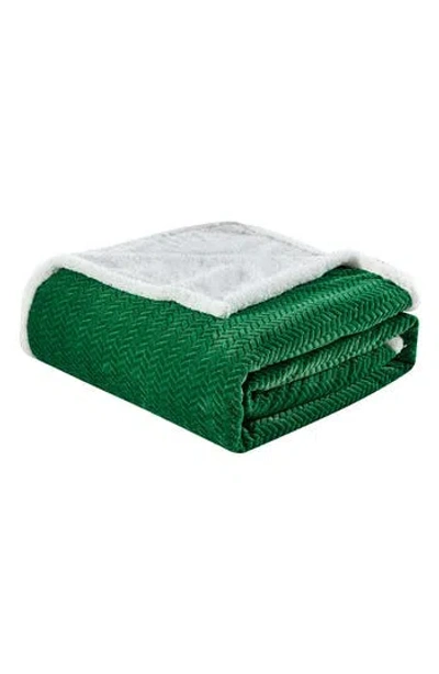 Luxury Home Jacquard Braided Oversized Blanket In Green