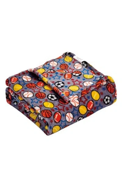 Luxury Home Let's Play Ball Plush Throw Blanket In Gray