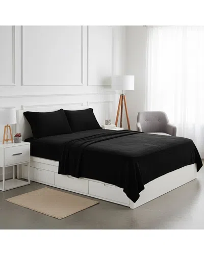 Luxury Home Microplush Sheet Set In Black