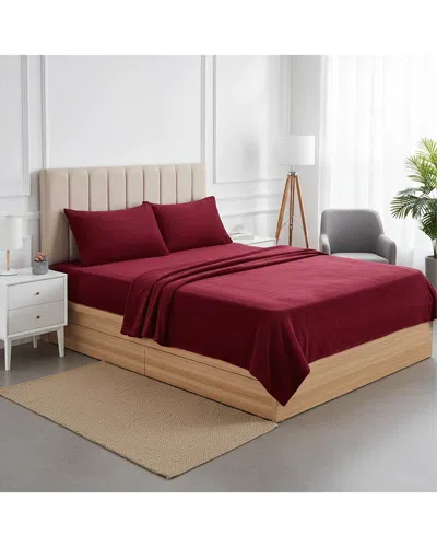 Luxury Home Microplush Sheet Set In Red
