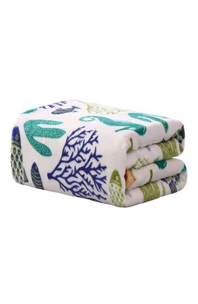 Luxury Home Ocean Coral Nautical Plush Throw Blanket In Blue