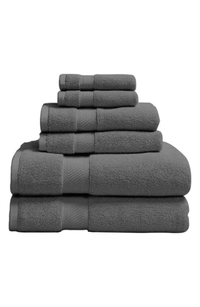 Luxury Home Organic Cotton 6-piece Towel Set In Gray