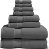 Luxury Home Organic Cotton Bath Towels Set In Gray