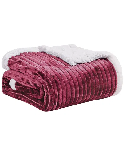 Luxury Home Oversized Corduroy Sherpa Reversible Blanket In Pink