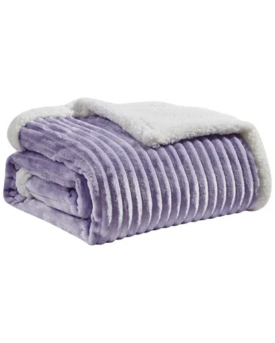 Luxury Home Oversized Corduroy Sherpa Reversible Blanket In Purple