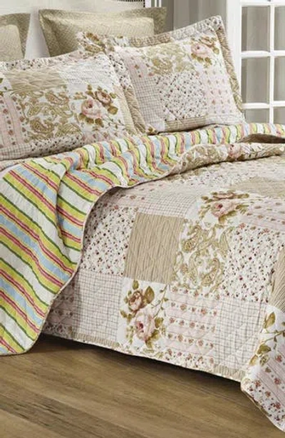 Luxury Home Patchwork Floral Print Microfiber Quilt Set