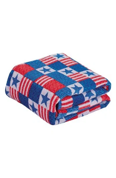 Luxury Home Patriotic Patchwork Plush Fleece Throw Blanket In Multi