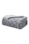 Luxury Home Plush Embossed Louvre Faux Shearling Throw Blanket In Gray