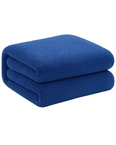 Luxury Home Popcorn Textured Throw Blanket In Blue