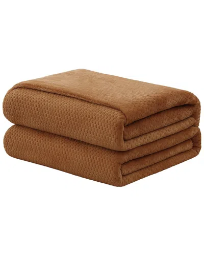 Luxury Home Popcorn Textured Twin Blanket In Brown