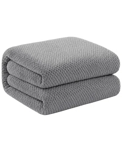 Luxury Home Popcorn Textured Twin Blanket In Gray