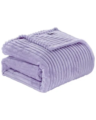 Luxury Home Reversible Striata Ribbed Corduroy Oversized Plush Blanket In Purple