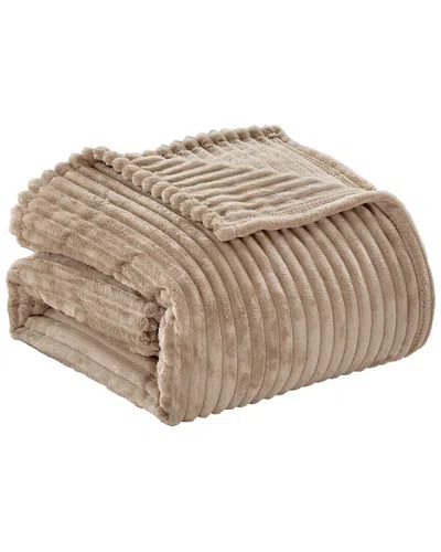 Luxury Home Reversible Striata Ribbed Corduroy Oversized Plush Blanket In Brown