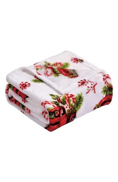 Luxury Home Rustic Pickup Truck Holiday Plush Fleece Throw Blanket In Multi