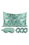Luxury Home Satin 5-piece Sleep Set In Green