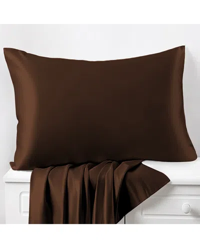 Luxury Home Satin Pillowcase Set In Brown