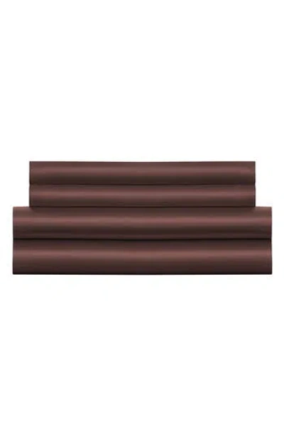 Luxury Home Satin Sheet Set In Chocolate
