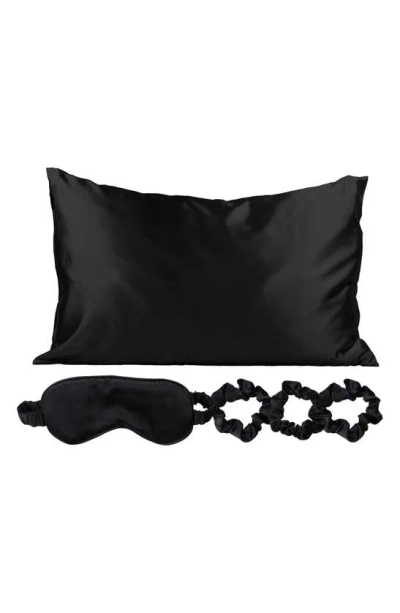 Luxury Home Satin Sleep 5-piece Set In Black