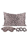 Luxury Home Satin Sleep 5-piece Set In Leopard