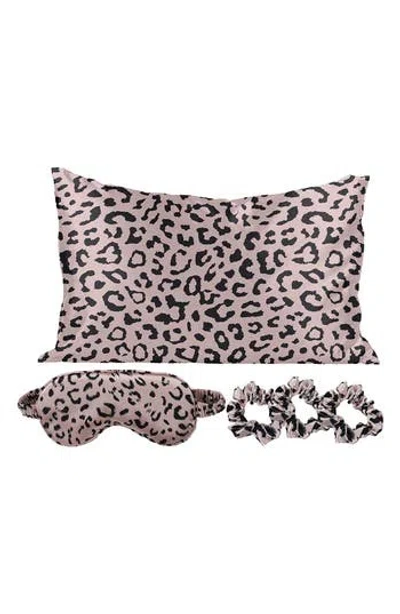 Luxury Home Satin Sleep 5-piece Set In Leopard