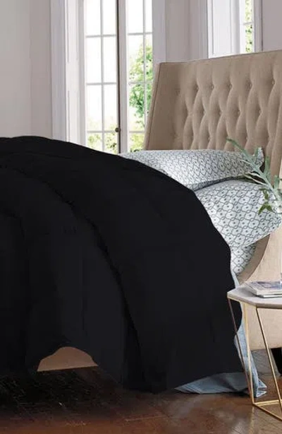 Luxury Home Solid White Microfiber Comforter In Black