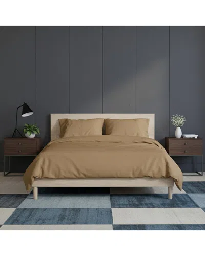 Luxury Home Super Soft Solid Duvet Cover Set In Brown