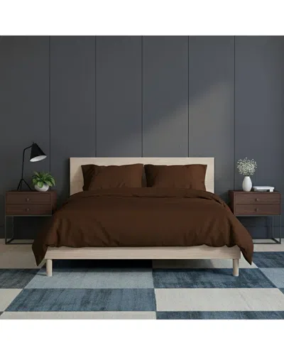 Luxury Home Super Soft Solid Duvet Cover Set In Brown