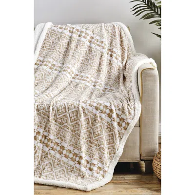 Luxury Home Tala Print Faux Shearling Throw Blanket
